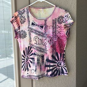 Susan Lawrence Sz M Graphic Tee with Embellishment